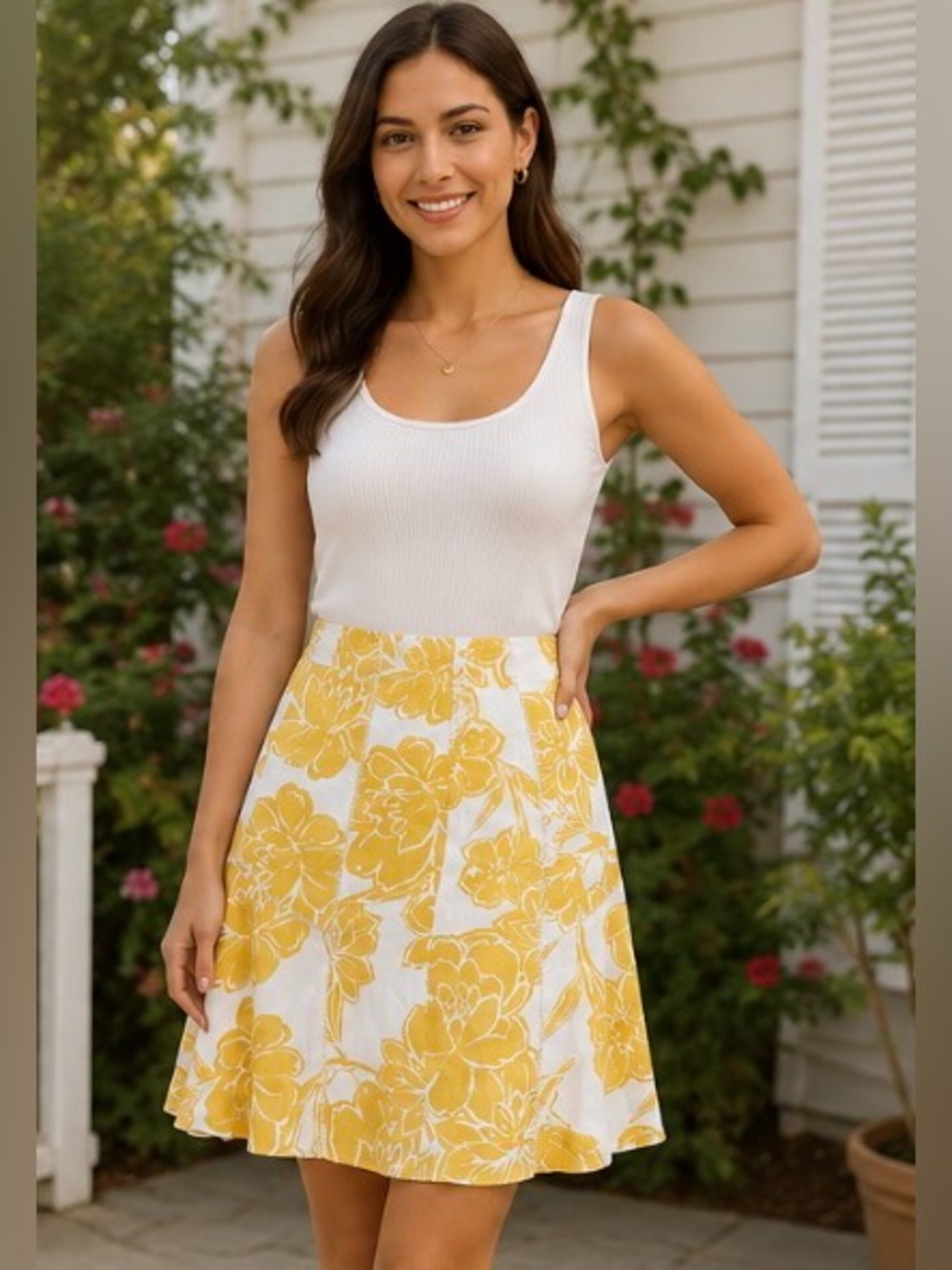 Ann Taylor Yellow Floral A-Line Skirt – Size 4